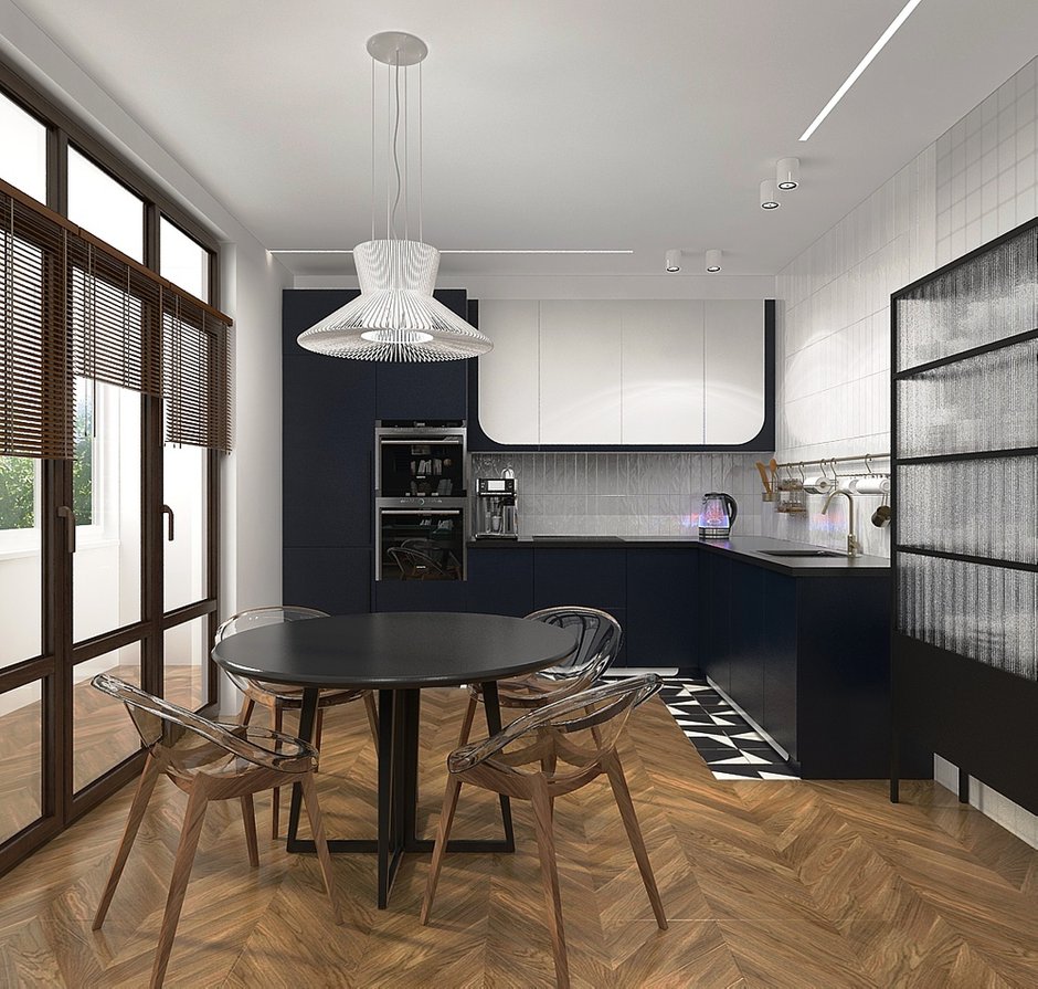 Фотография: Кухня и столовая в стиле Современный, Квартира, Проект недели, Москва, Виктория Золина, 2 комнаты, 60-90 метров, Монолитно-кирпичный – фото на INMYROOM