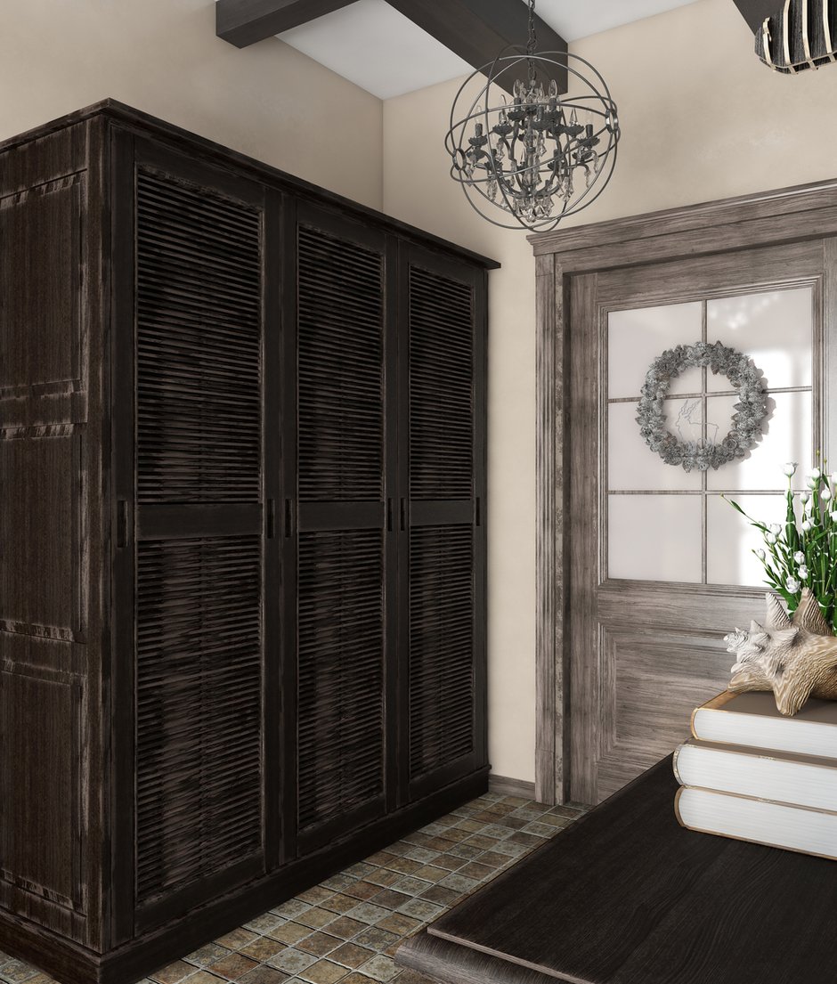 Фотография: Прихожая в стиле Прованс и Кантри, Дом, Проект недели, Дом и дача, мансарда в загородном доме, Пермь, Юлия Чурина, необычный камин, декоративные балки – фото на INMYROOM