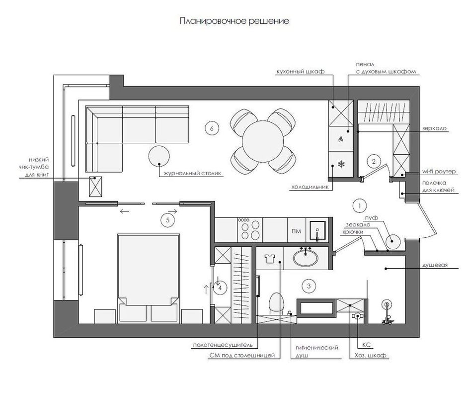 Фотография: Планировки в стиле , Современный, Квартира, Проект недели, Красногорск, 1 комната, до 40 метров, 40-60 метров, Алеся Котова – фото на INMYROOM