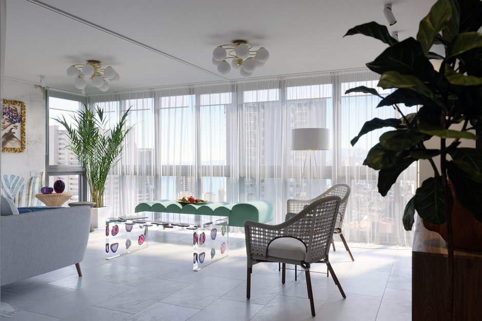 Фотография: Гостиная в стиле Современный, Эклектика, Квартира, Испания, Белый, Проект дня, 2 комнаты, 40-60 метров, Бенидорм, Сергей Рынденкин – фото на INMYROOM