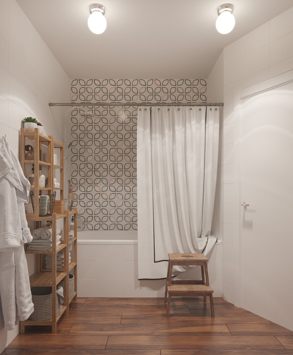 Фотография: Ванная в стиле Скандинавский, Современный, Квартира, Проект недели, Москва, Юлия Чернова, Сталинка, 3 комнаты, 60-90 метров, Алина Ануфриева – фото на INMYROOM