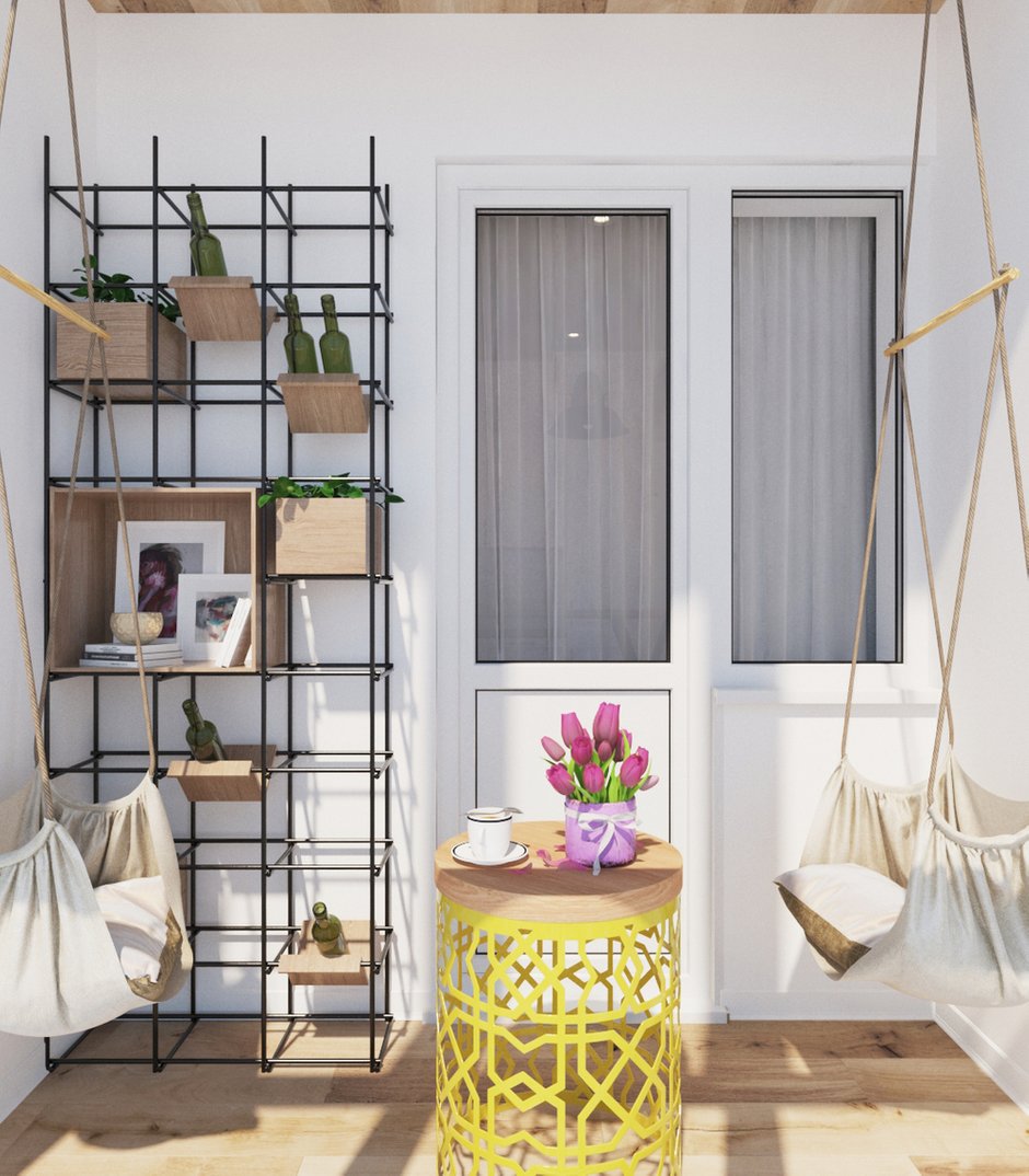 Фотография: Балкон в стиле Современный, Квартира, Студия, Проект недели, Новая Москва, Евгения Матвеенко, FlatsDesign, Монолитный дом, 40-60 метров, ЖК «Рассказово» – фото на INMYROOM