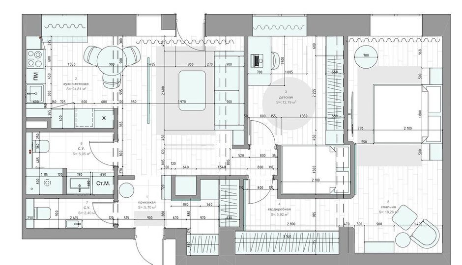 Фото: Планировки в стиле, Эклектика, Квартира, Проект дня, Москва, Фрунзенская набережная, Сталинка, 3 комнаты, 60-90 метров, Анна Громова – фото на INMYROOM