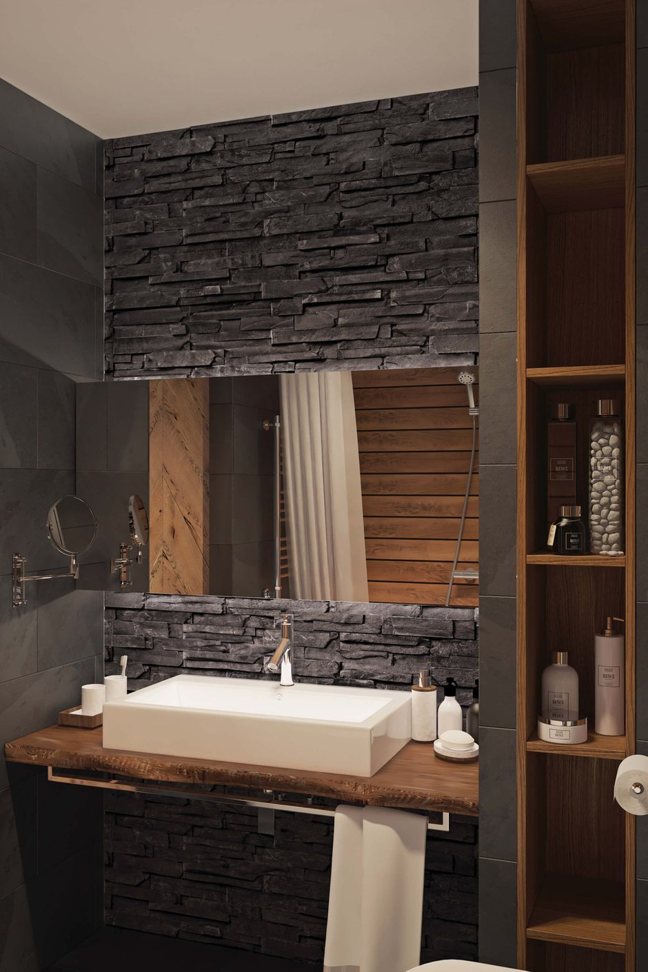 Фотография: Ванная в стиле Лофт, Квартира, Проект недели, Одинцово, Geometrium, Московская область, Монолитный дом, 2 комнаты, 60-90 метров – фото на INMYROOM