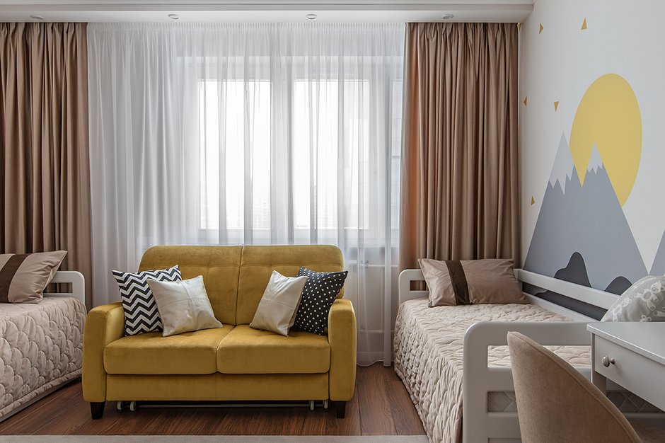 Фотография: Детская в стиле Современный, Скандинавский, Квартира, Проект недели, Москва, Панельный дом, 2 комнаты, 40-60 метров, Елена Карасаева – фото на INMYROOM