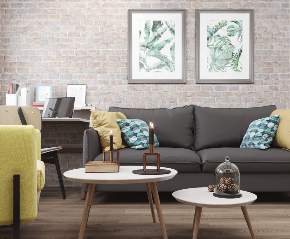 Фотография: Гостиная в стиле Скандинавский, Квартира, Проект недели, Москва, Юлия Чернова, Монолитный дом, 2 комнаты, 40-60 метров, Алина Ануфриева, ЖК «Маршала Захарова» – фото на INMYROOM