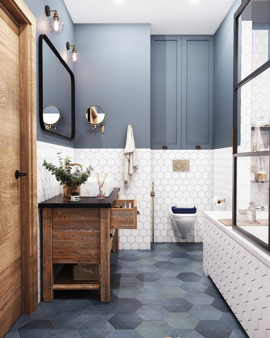 Фотография: Ванная в стиле Скандинавский, Современный, Квартира, Проект недели, Москва, 3 комнаты, 60-90 метров, Монолитно-кирпичный, Студия 20:18, ПРЕМИЯ INMYROOM – фото на INMYROOM