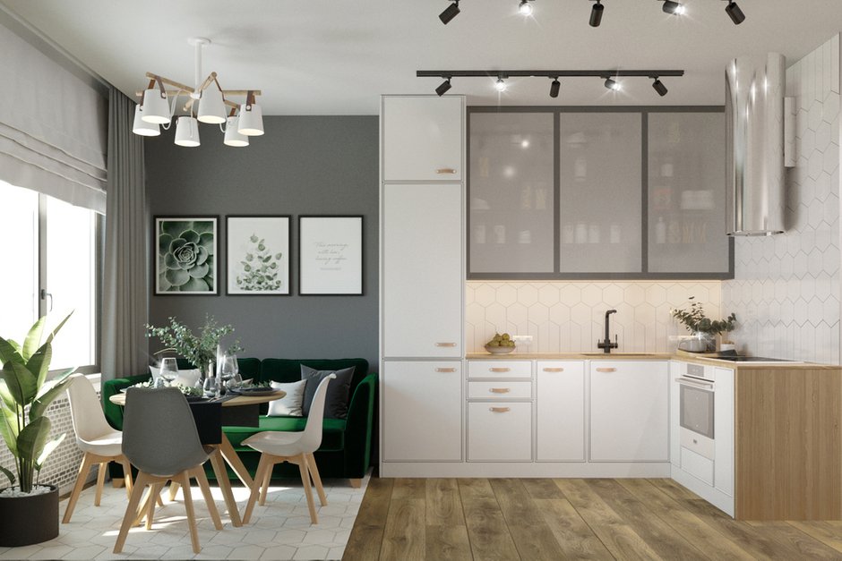 Фотография: Кухня и столовая в стиле Современный, Скандинавский, Квартира, Проект недели, Москва, 3 комнаты, 60-90 метров, Александра Гартке – фото на INMYROOM