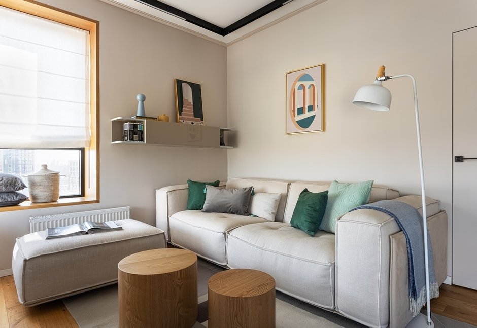 Фотография: Гостиная в стиле Современный, Квартира, Проект недели, Москва, 2 комнаты, 40-60 метров, Дарья Цимбрикова – фото на INMYROOM