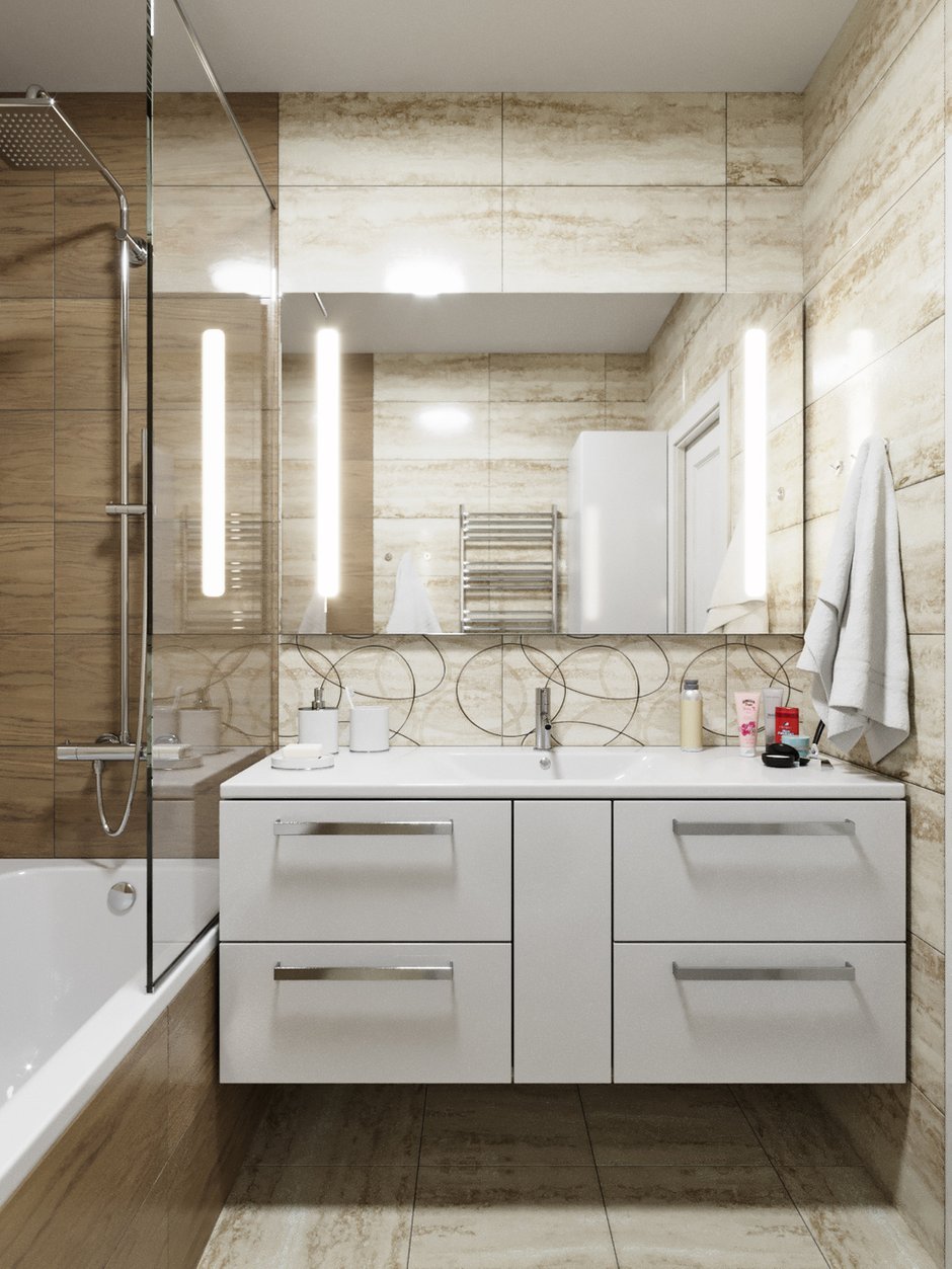 Фотография: Ванная в стиле Современный, Скандинавский, Квартира, Проект недели, Беларусь, Панельный дом, 3 комнаты, 60-90 метров, Гомель, ANTEI – фото на INMYROOM