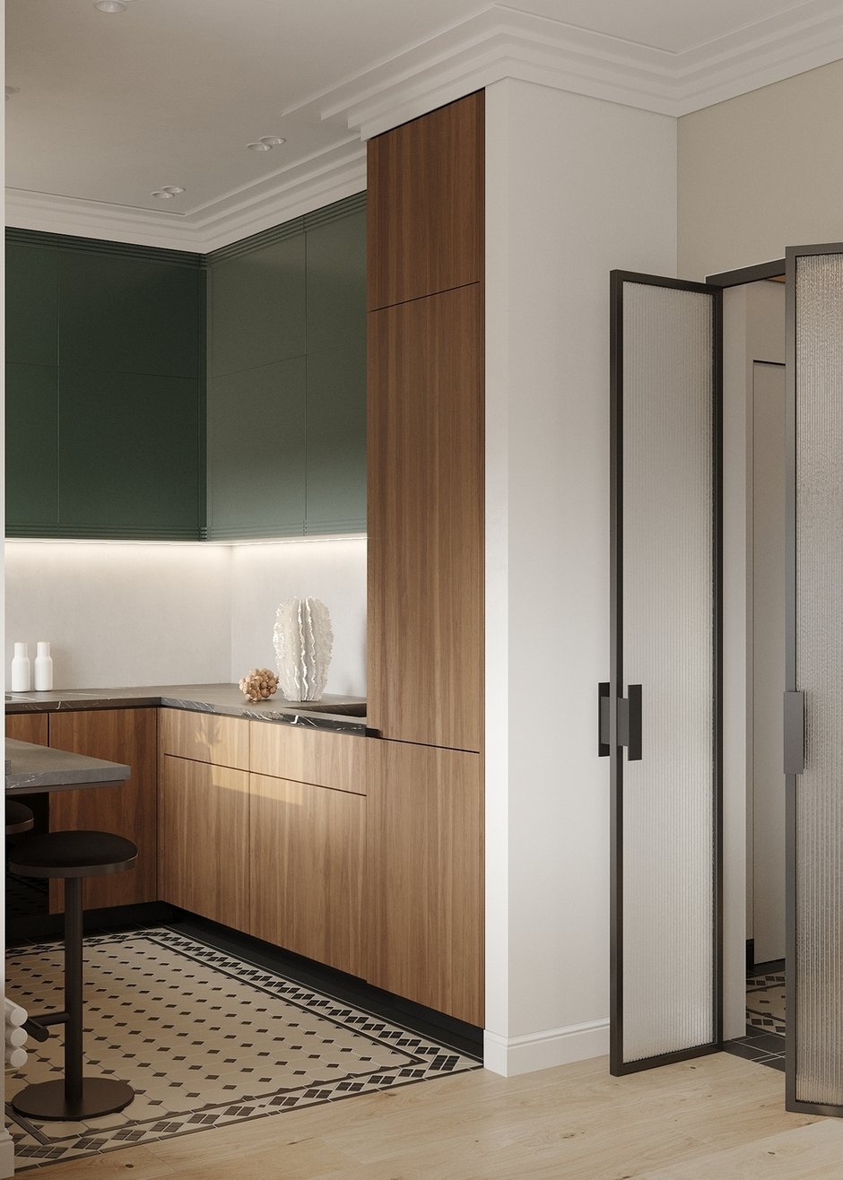 Фотография: Кухня и столовая в стиле Современный, Квартира, Проект дня, Москва, Монолитный дом, 2 комнаты, 40-60 метров, Project P, Анастасия Петухова – фото на INMYROOM