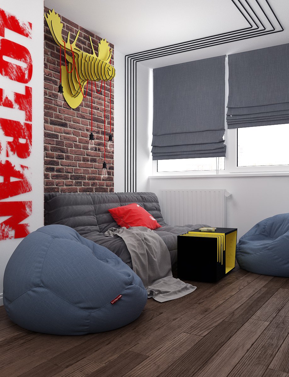 Фотография: Гостиная в стиле Лофт, Квартира, Крым, Проект недели, Монолитный дом, 2 комнаты, 60-90 метров, Симферополь, Елена Пономаренко, Vitta-Group – фото на INMYROOM