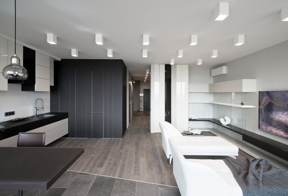 Фотография: Гостиная в стиле Современный, Квартира, Минимализм, Проект недели – фото на INMYROOM