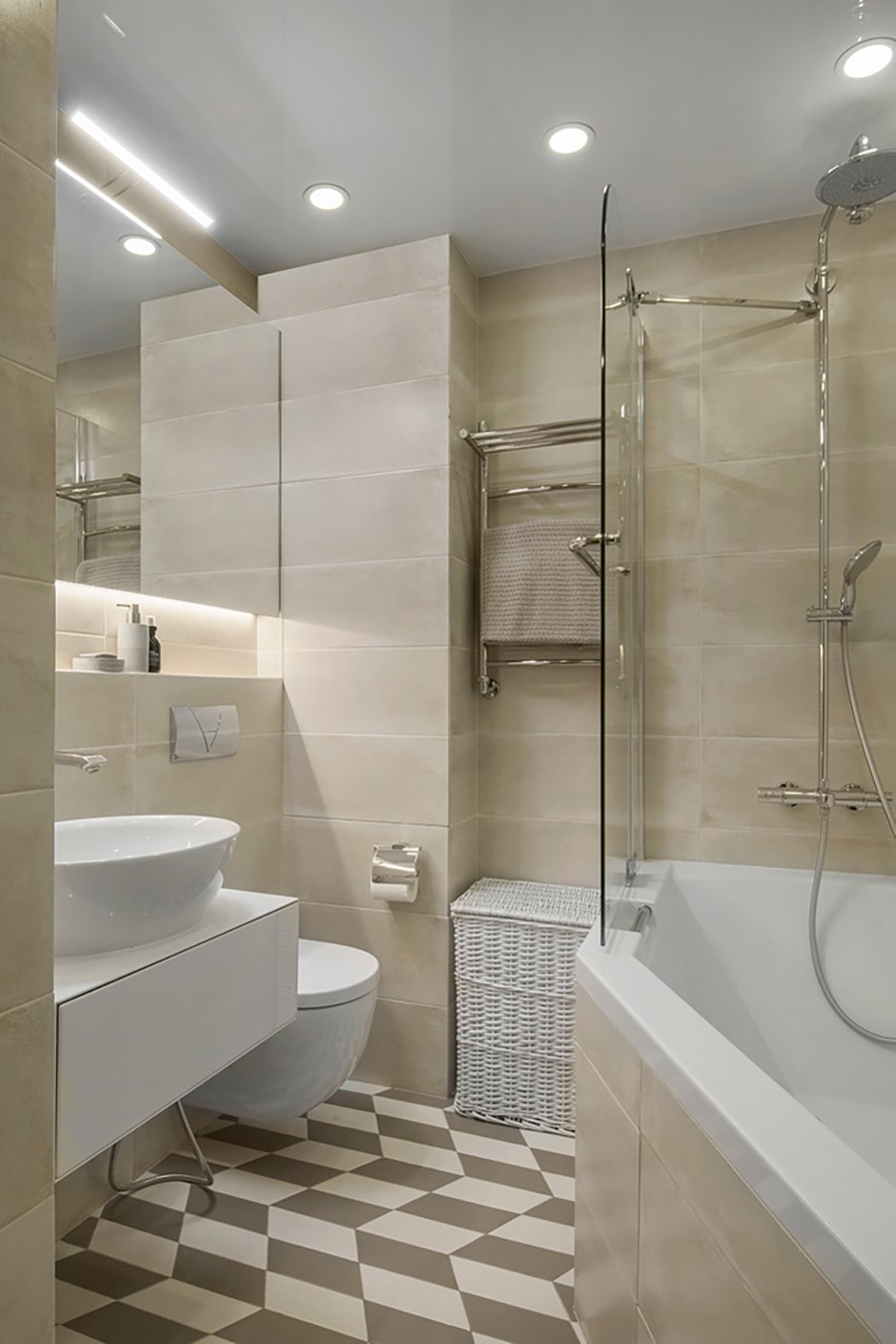 Фотография: Ванная в стиле Современный, Квартира, Проект недели, Москва, Панельный дом, 3 комнаты, 40-60 метров, 60-90 метров, Юлия Савонова – фото на INMYROOM