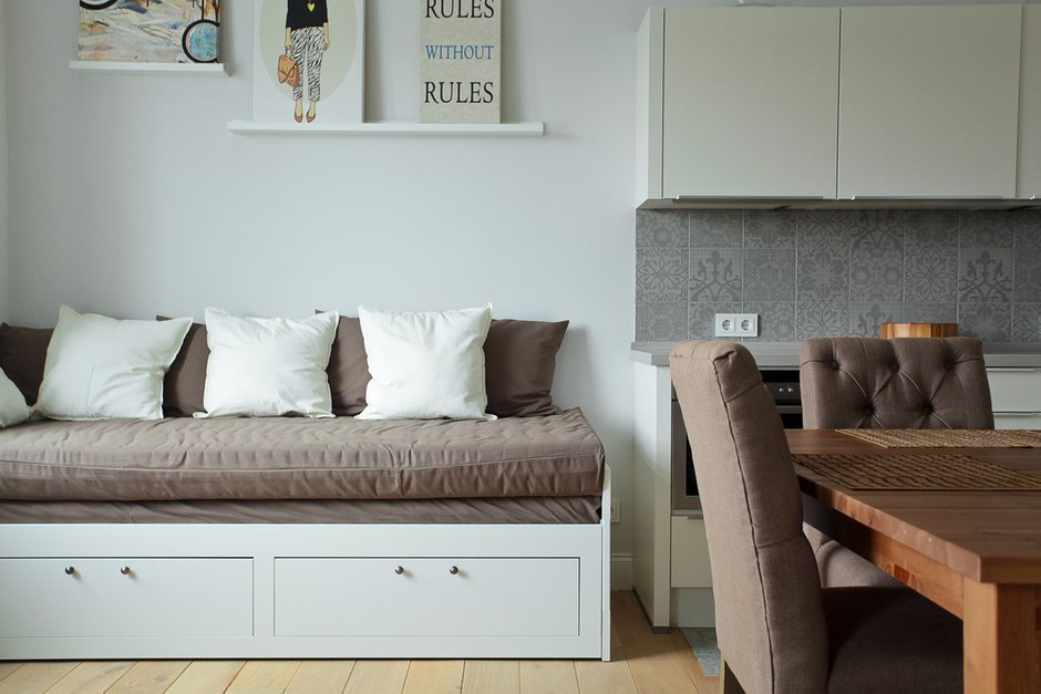 Фотография:  в стиле , Классический, Скандинавский, Квартира, Проект недели, Бежевый, Серый, ИКЕА, Екатерина Корчинова, Сталинка – фото на INMYROOM