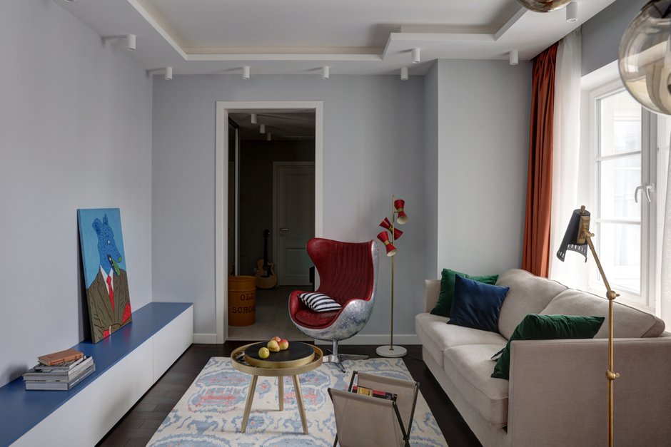 Фотография: Гостиная в стиле Эклектика, Современный, Квартира, Проект недели, Москва, Монолитный дом, 2 комнаты, 40-60 метров, ЖК «Английский квартал», Максим Новиньков – фото на INMYROOM