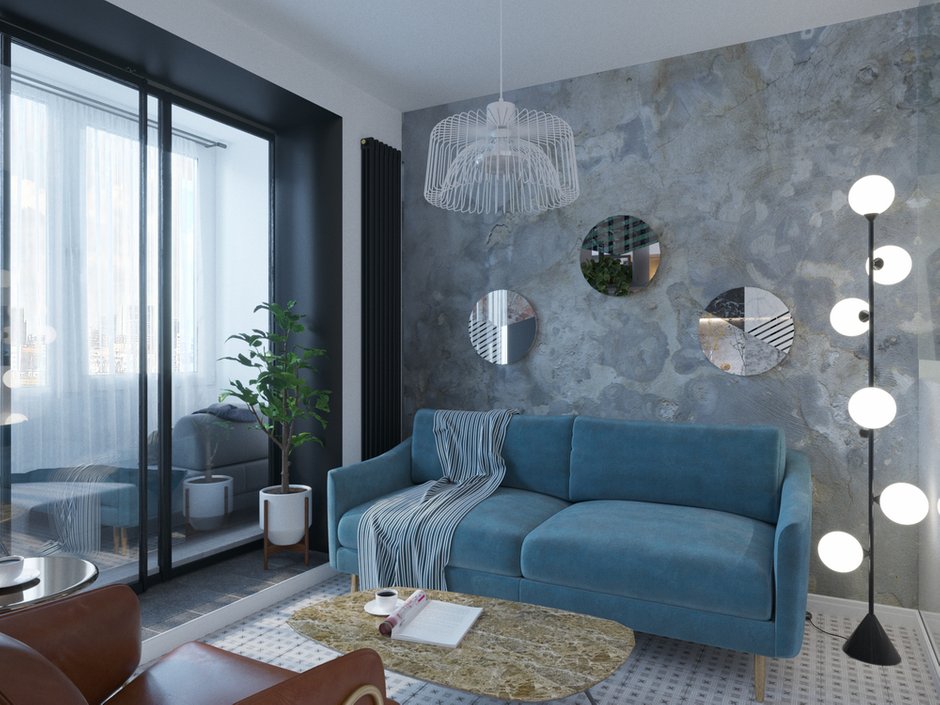 Фотография: Гостиная в стиле Современный, Малогабаритная квартира, квартира холостяка, малогабаритка, 1 комната, до 40 метров, Юлия Тельнова – фото на INMYROOM