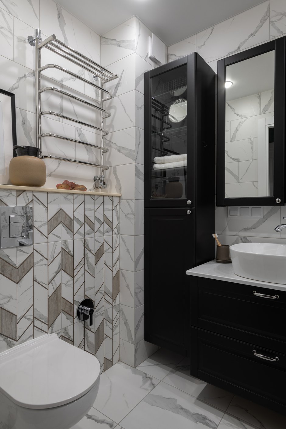 Photo: in style, bathroom, apartment, interior, interior design, remake, bathroom, how to equip a bathroom, bathroom interior, how to arrange a bathroom, redevelopment of a bathroom, a convenient bathroom, a brick house, 60-90 meters, Elena bunak, remodeling a bathroom, repairs in a brick house, two sanitary, repair of repairs brick house, two bathrooms in an apartment, repairing a bathroom in a brick house, the idea of Проектирование ванной комнаты, ванная в кирпичном доме - фото в Inmyroom