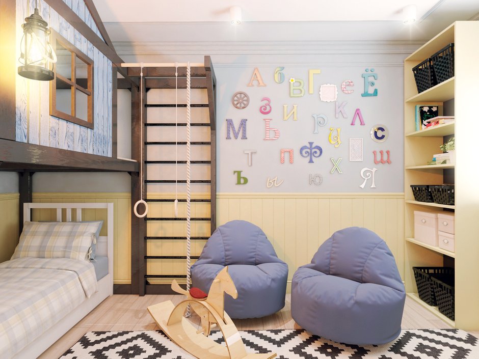 Фотография: Детская в стиле Скандинавский, Современный, Квартира, Проект недели, Красногорск, Московская область, Яна Волкова, Юрий Волков, Студия Волковых, новостройка, Монолитный дом, 3 комнаты, Более 90 метров – фото на INMYROOM