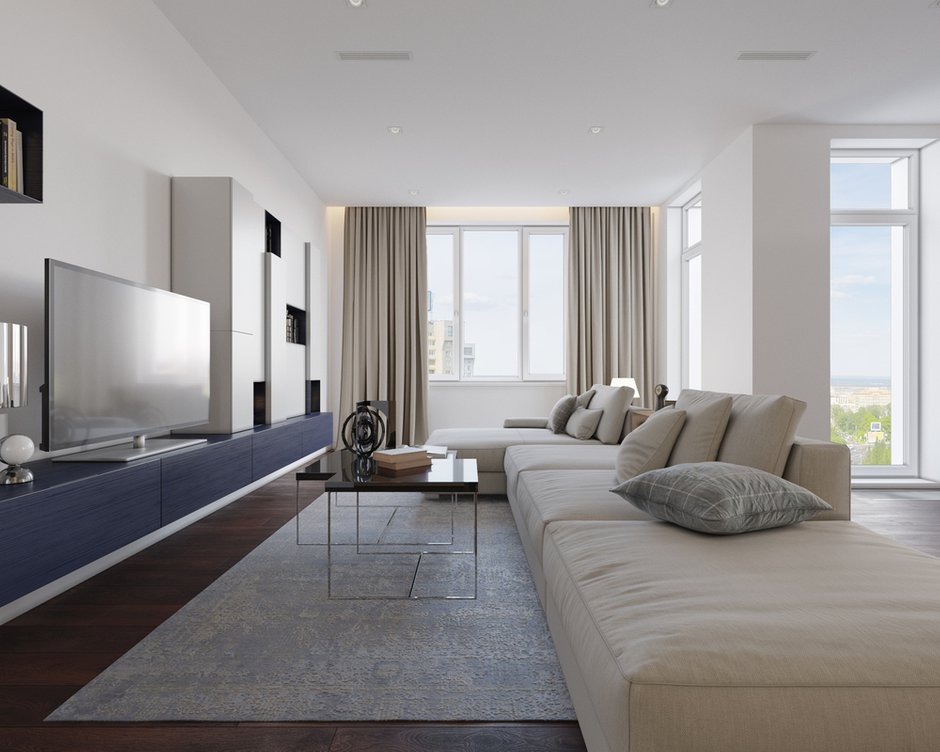 Фотография: Гостиная в стиле Минимализм, Современный, Квартира, Проект недели, Санкт-Петербург, 4 и больше, Более 90 метров, Odo Studio – фото на INMYROOM