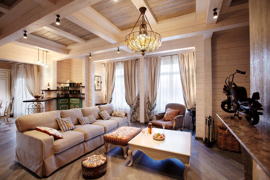 Фотография: Гостиная в стиле Прованс и Кантри, Дом, Проект недели, Дом и дача, Московская область, Александр Петунин, Дмитрий Шпилевой – фото на INMYROOM