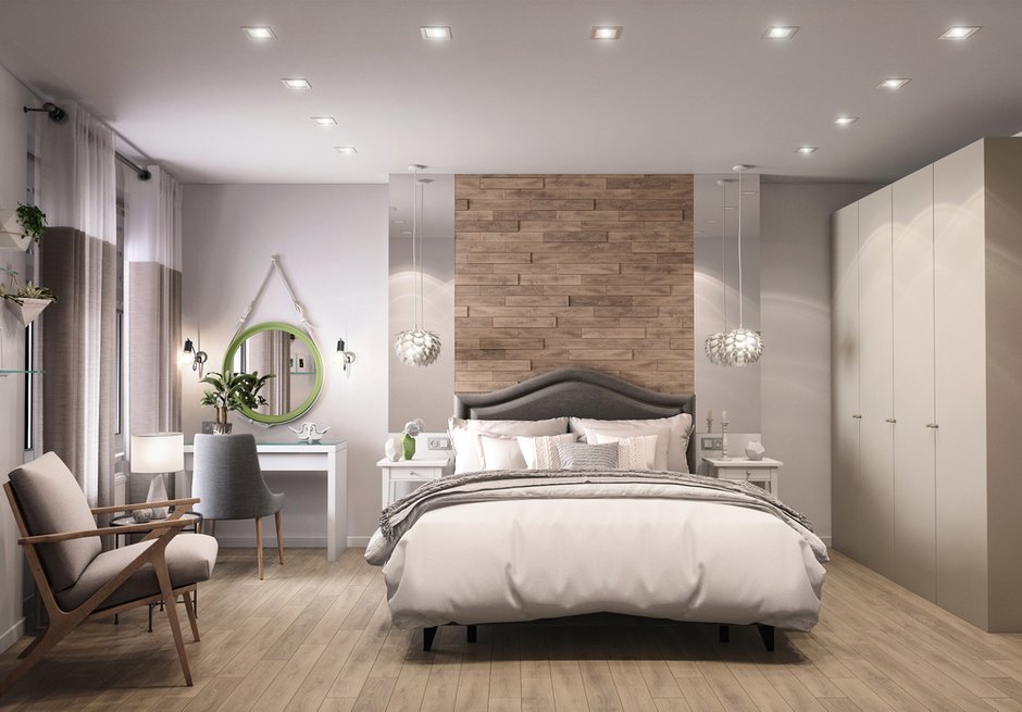 Фотография: Спальня в стиле Современный, Скандинавский, Квартира, Проект недели, Санкт-Петербург, Монолитный дом, 2 комнаты, 60-90 метров, Наталья Снопкова – фото на INMYROOM