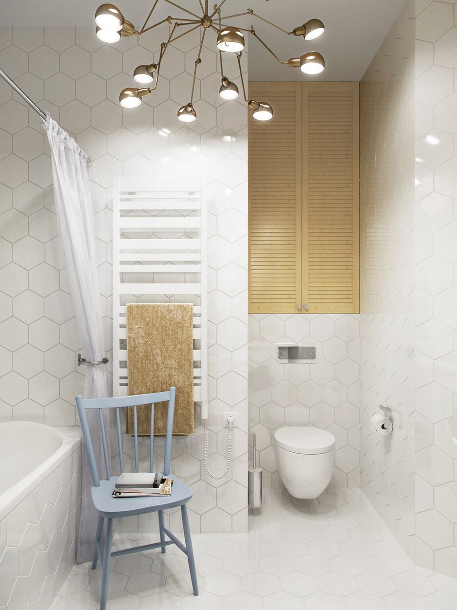 Фотография: Ванная в стиле Скандинавский, Современный, Квартира, Проект недели, Москва, Сталинка, 3 комнаты, 60-90 метров, Маргарита Рассказова – фото на INMYROOM