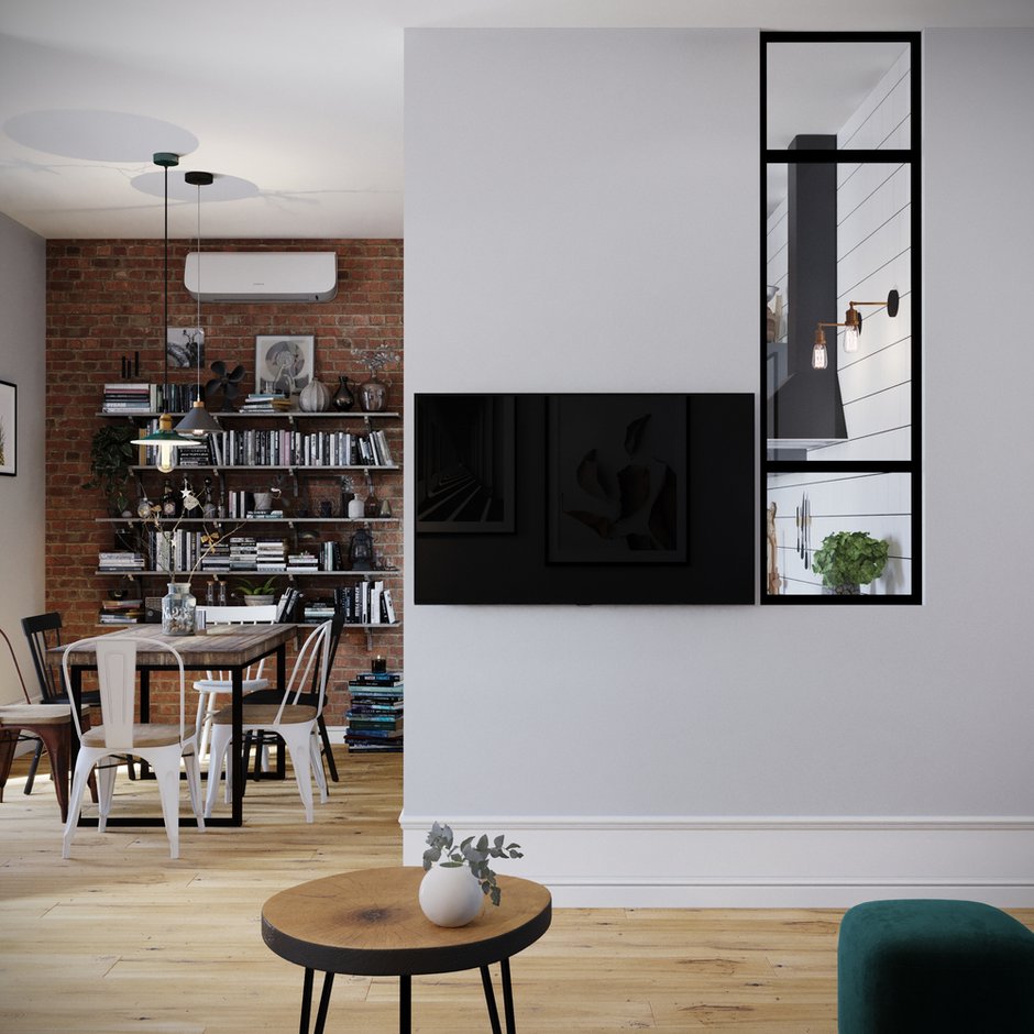 Фотография: Кухня и столовая в стиле Скандинавский, Квартира, Проект недели, Санкт-Петербург, 1 комната, 40-60 метров, Монолитно-кирпичный, Студия 20:18 – фото на INMYROOM