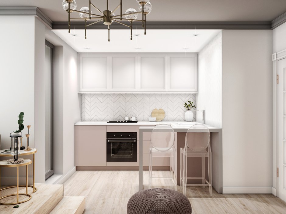 Фотография: Кухня и столовая в стиле Современный, Малогабаритная квартира, Квартира, Студия, Проект недели, Санкт-Петербург, Монолитный дом, до 40 метров, Яна Грошева, Диана Бгданова – фото на INMYROOM