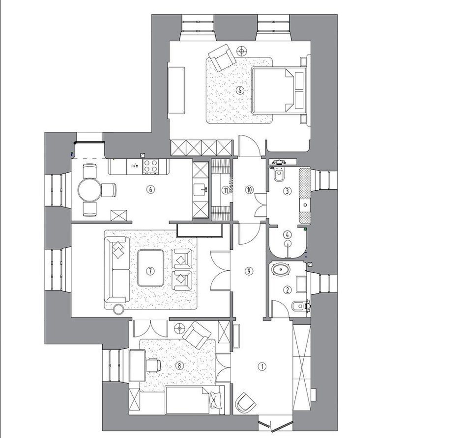 Фотография:  в стиле , Современный, Квартира, Проект дня, Кирпичный дом, 3 комнаты, Более 90 метров, Винтажный, Елена Учаева – фото на INMYROOM