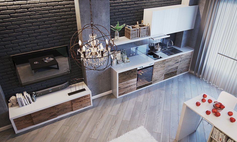 Фотография: Кухня и столовая в стиле Лофт, Современный, Квартира, Проект недели, Екатеринбург, новостройка, Юлия Калеми, Более 90 метров – фото на INMYROOM