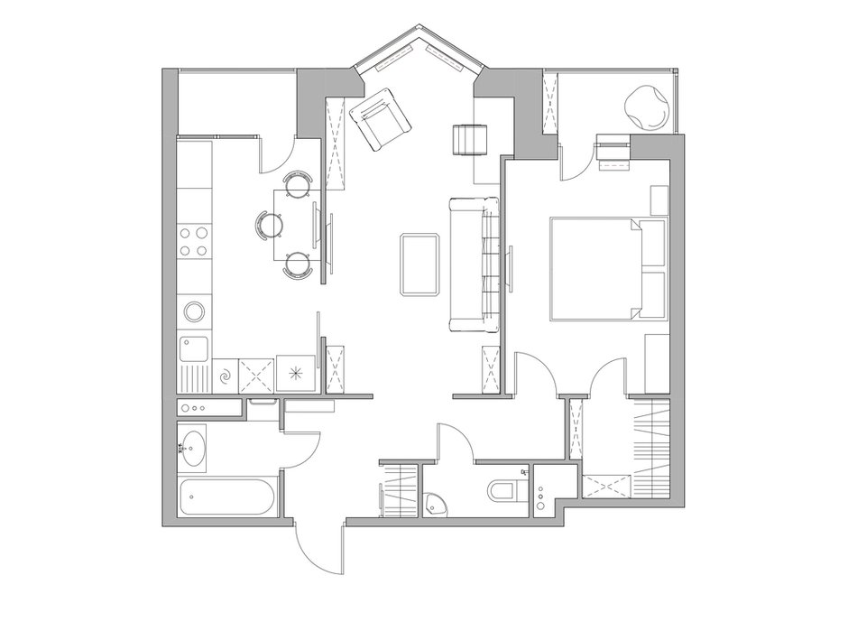 Фотография: Планировки в стиле , Квартира, Проект недели, Москва, 2 комнаты, 40-60 метров, Виктория Скоробогатько, ПРЕМИЯ INMYROOM – фото на INMYROOM