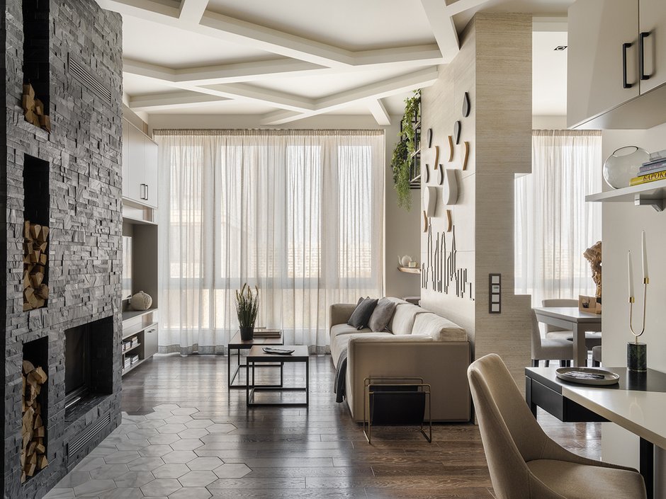 Фотография: Гостиная в стиле Современный, Квартира, Проект недели, Москва, Варвара Зеленецкая, Монолитный дом, 4 и больше, Более 90 метров – фото на INMYROOM