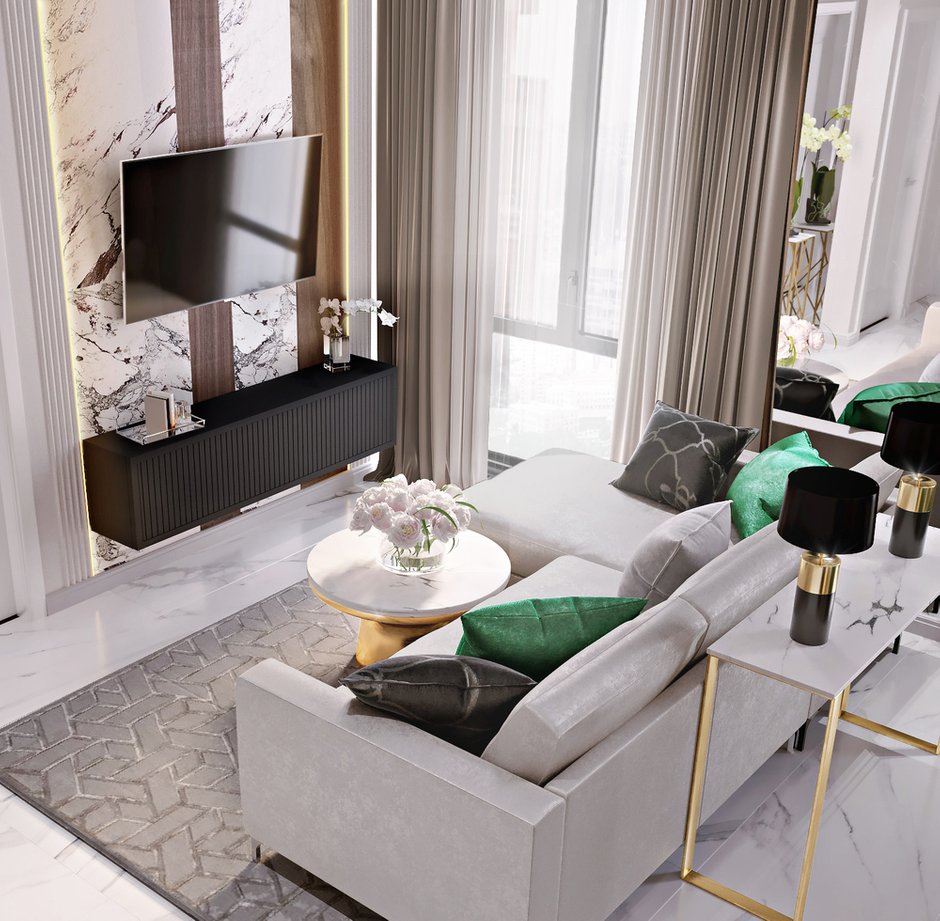 Фотография: Гостиная в стиле Современный, Классический, Квартира, Проект недели, Москва, 3 комнаты, 60-90 метров, Александра Гартке – фото на INMYROOM