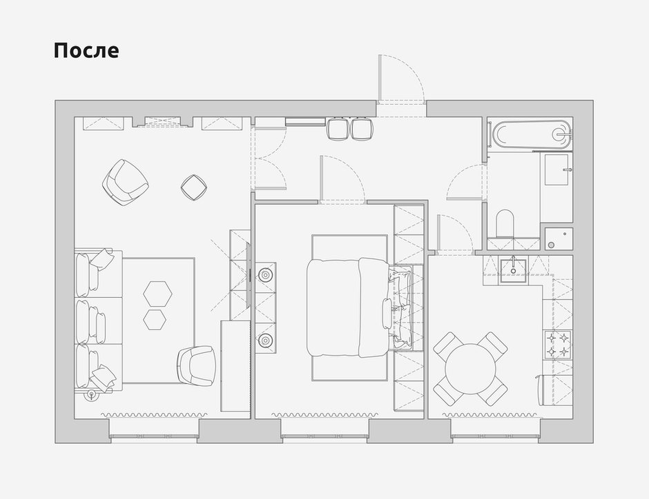 Фотография: Планировки в стиле , Современный, Квартира, Проект недели, Санкт-Петербург, 2 комнаты, 40-60 метров, Bobo.space – фото на INMYROOM