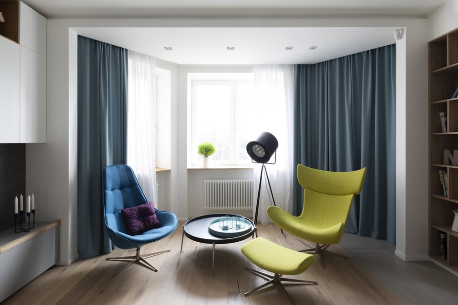 Фотография: Гостиная в стиле Современный, Квартира, Проект недели, Москва, Монолитный дом, 4 и больше, Более 90 метров, Zeworkroomstudio – фото на INMYROOM