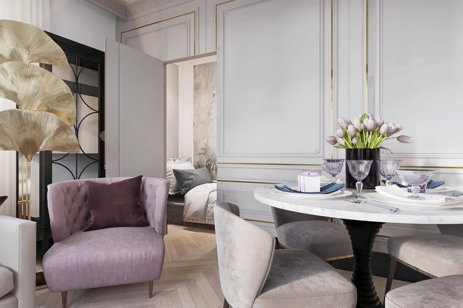 Фотография: Гостиная в стиле Современный, Квартира, Проект недели, Москва, Монолитный дом, 2 комнаты, 60-90 метров, Валерия Даньковская, ЖК «Дом на Таганке» – фото на INMYROOM