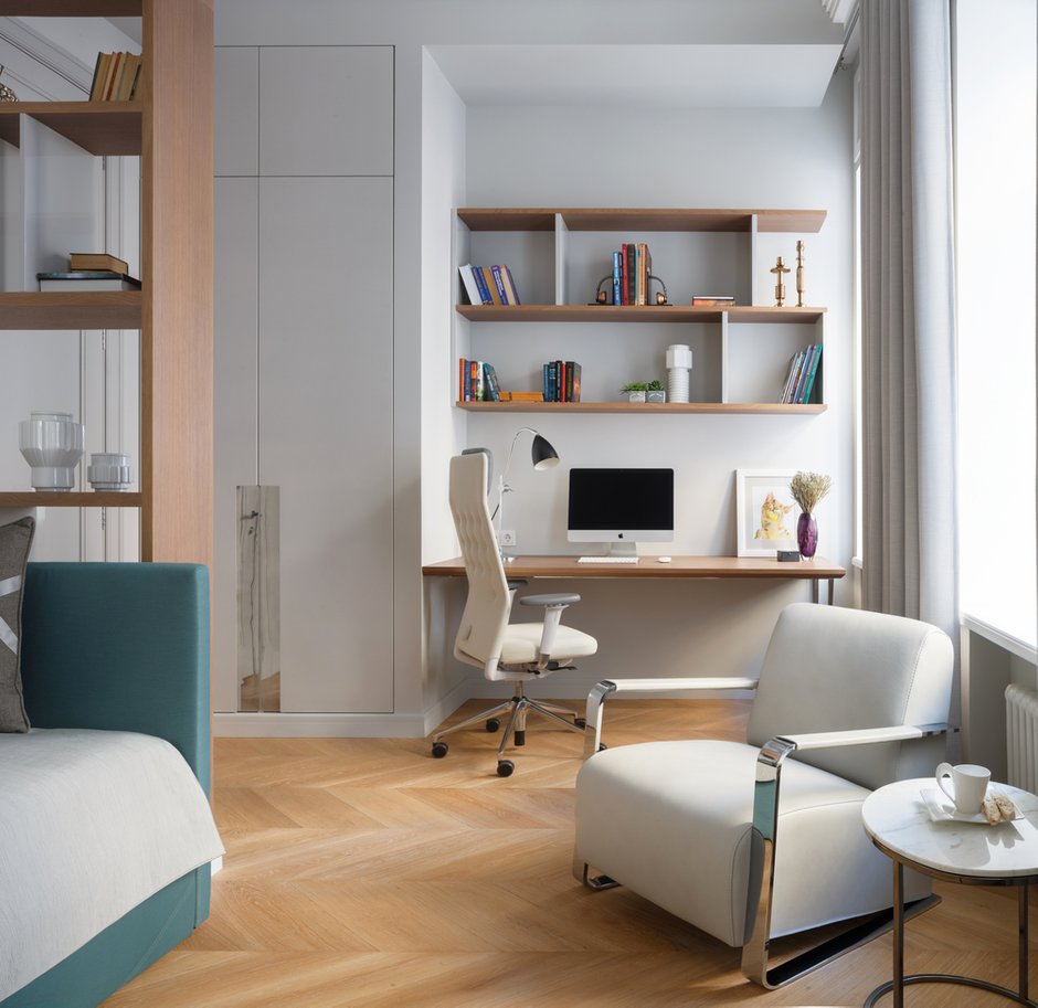 Фотография: Кабинет в стиле Современный, Квартира, Проект недели, Москва, Кирпичный дом, 3 комнаты, Более 90 метров, Студия TS Design, Тарас Безруков, Стас Самкович, #эксклюзивныепроекты – фото на INMYROOM