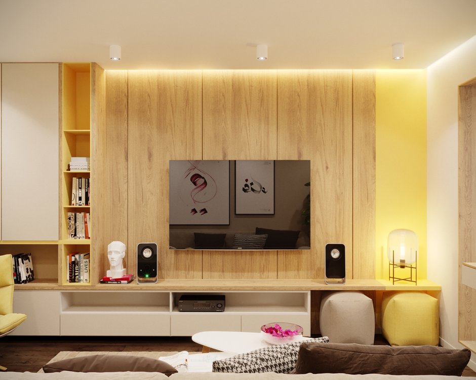 Фотография: Гостиная в стиле Эко, Современный, Квартира, Проект недели, Москва, Панельный дом, 3 комнаты, 60-90 метров, Владислав Седов, LINES – фото на INMYROOM