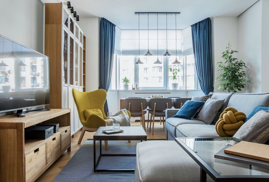 Фотография: Гостиная в стиле Современный, Скандинавский, Квартира, Проект дня, Киев, Юлия Тюрякова, Boho Studio, Монолитный дом, 3 комнаты, Более 90 метров, Елизавета Пышнева – фото на INMYROOM