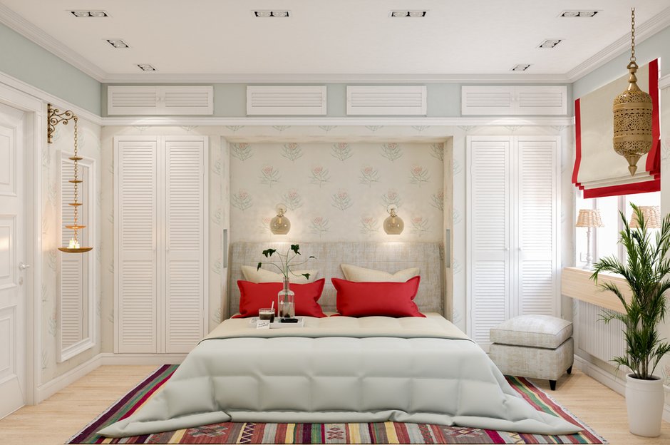 Фотография: Спальня в стиле Восточный, Квартира, Проект недели, Марина Саркисян, Московская область, 3 комнаты, 60-90 метров, Монолитно-кирпичный – фото на INMYROOM