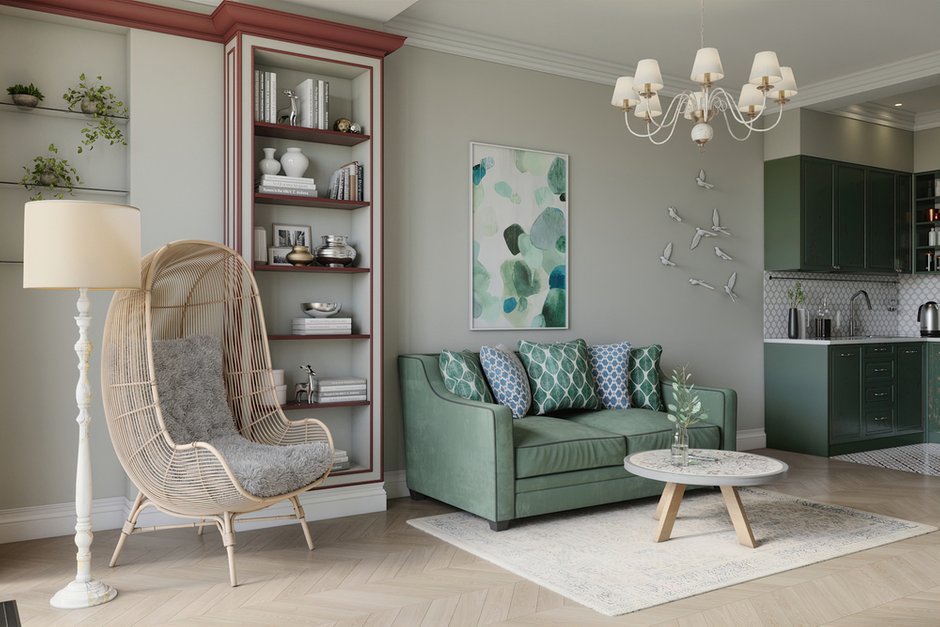 Фотография: Гостиная в стиле Эклектика, Квартира, Проект недели, Монолитный дом, 2 комнаты, 40-60 метров, 60-90 метров, Истра, Andrei Lobin Design Buro, Андрей Лобин – фото на INMYROOM