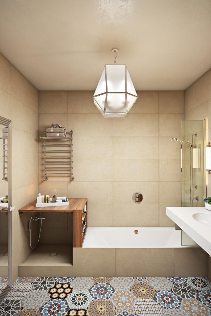 Фотография: Ванная в стиле Современный, Квартира, Проект недели, Москва, Монолитный дом, 3 комнаты, 60-90 метров, Алена Чекалина – фото на INMYROOM