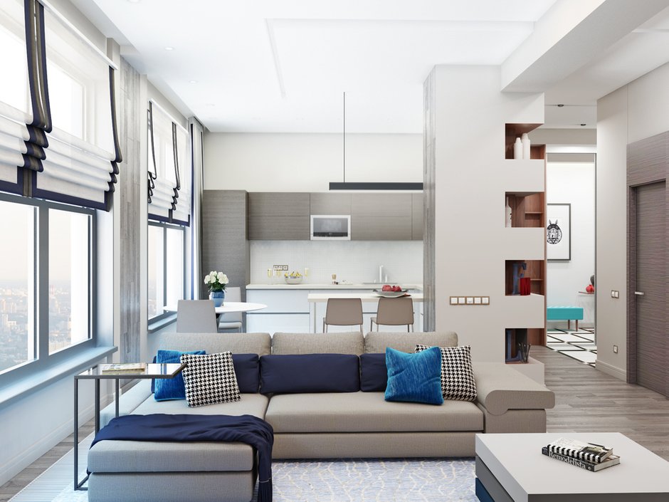 Фотография: Гостиная в стиле Современный, Квартира, Проект недели, Москва, 3 комнаты, 60-90 метров, Элина Мусина – фото на INMYROOM