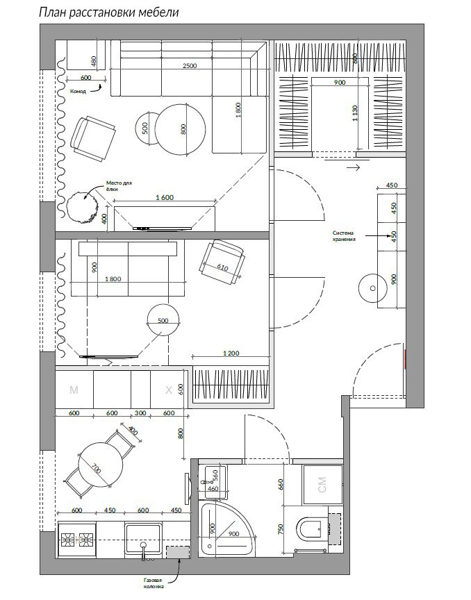 План с расстановкой мебели