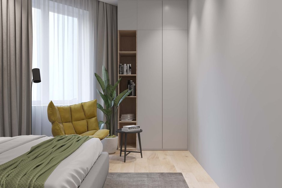 Фотография: Спальня в стиле Современный, Скандинавский, Квартира, Проект недели, Москва, Павел Герасимов, Geometrium, Монолитный дом, 4 и больше, Более 90 метров – фото на INMYROOM