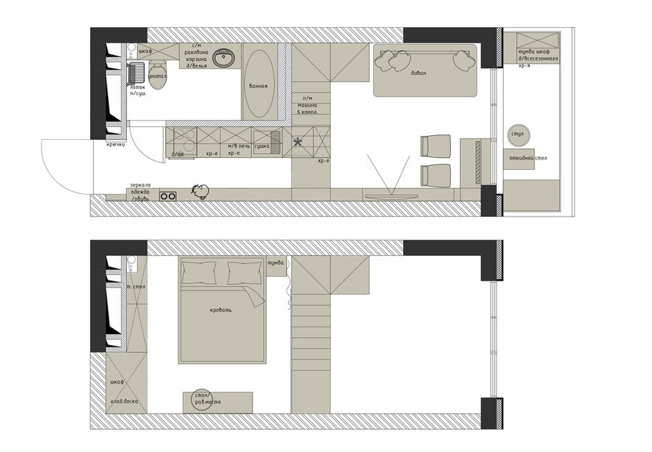 Фотография: Планировки в стиле , Лофт, Современный, Квартира, Проект недели, 2 комнаты, до 40 метров, Иркутск – фото на INMYROOM