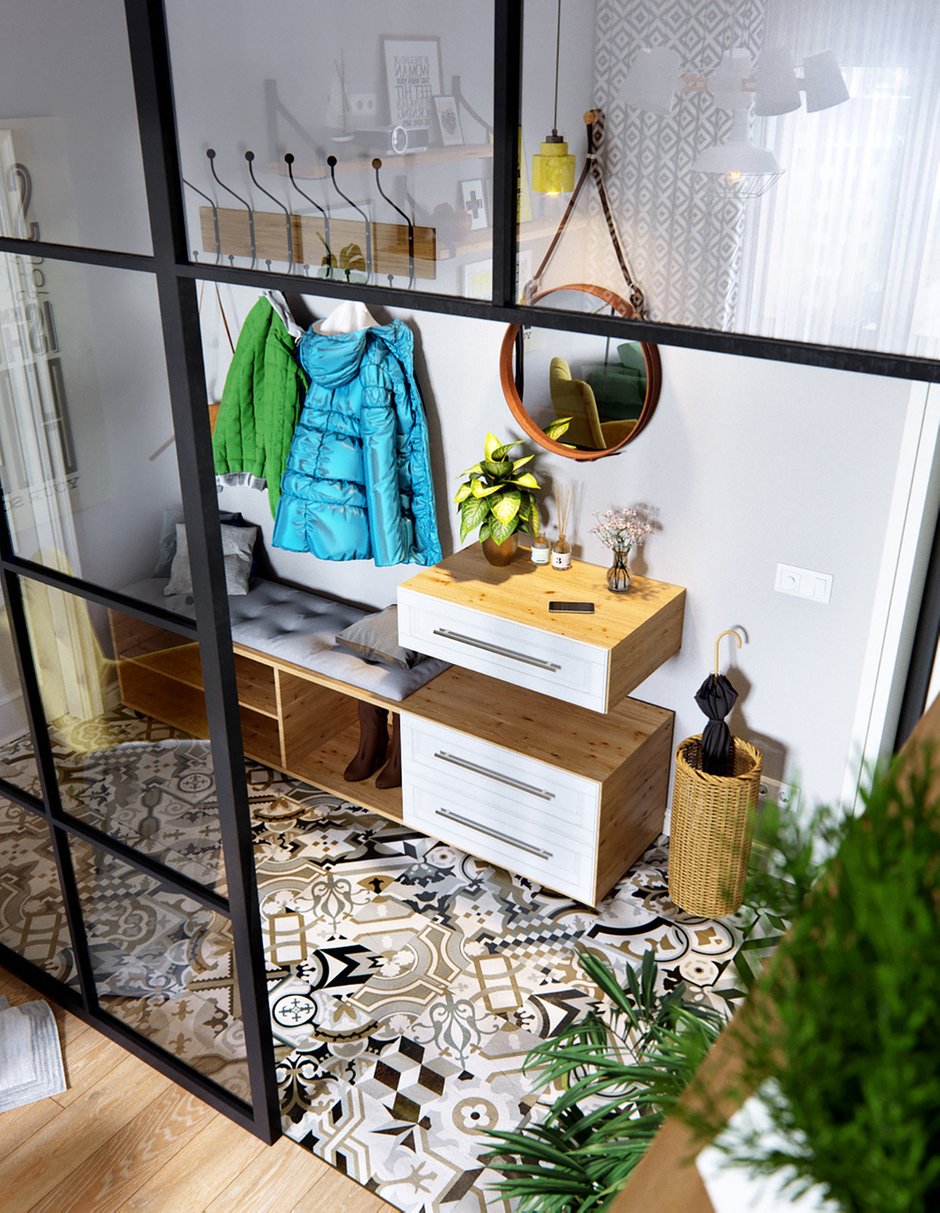 Фотография: Прихожая в стиле Скандинавский, Квартира, Проект недели, Санкт-Петербург, напольное покрытие, Панельный дом, 2 комнаты, 60-90 метров, Олег Минц, ЖК "Тойве" – фото на INMYROOM