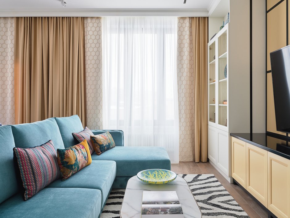 Фотография: Гостиная в стиле Современный, Квартира, Проект недели, Москва, 4 и больше, Более 90 метров, Н-Куб, Николай Николаев – фото на INMYROOM