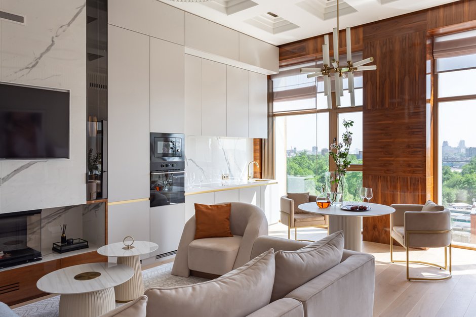 Фото: Гостиная в стиле Модерн, Квартира, Проект дня, 2 комнаты, 60-90 метров, Олеся Решетникова – фото на INMYROOM